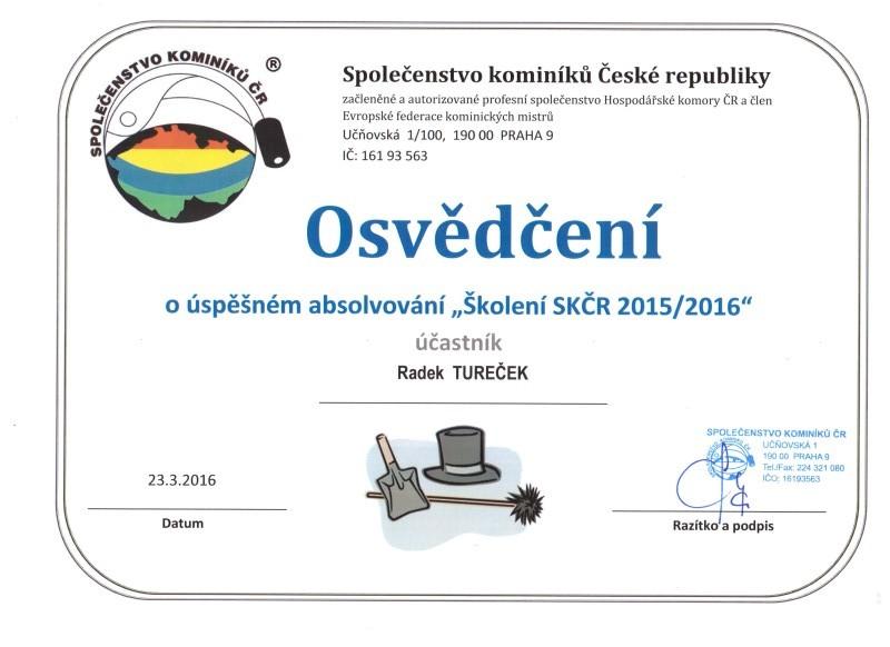 Osvědčení Radek Tureček