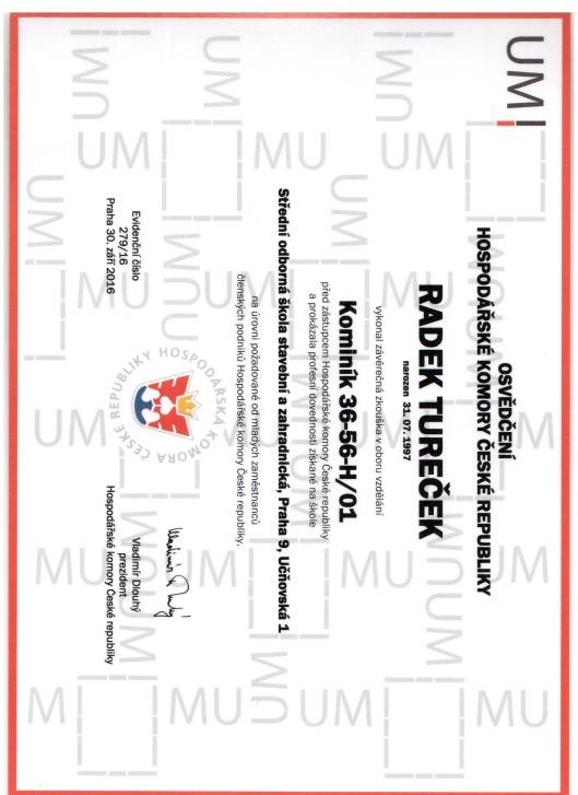 Osvědčení Radek Tureček
